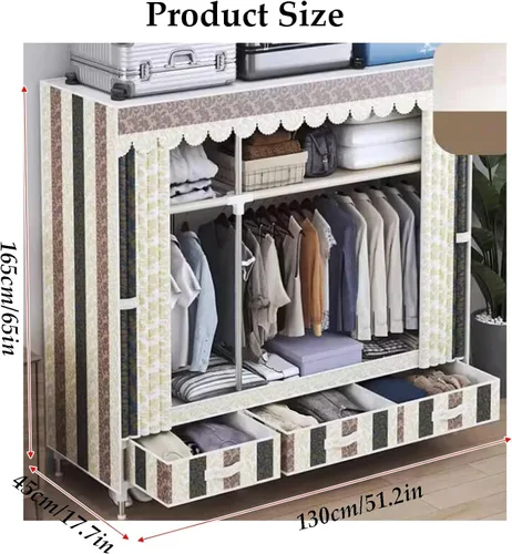 Miniatura 2 de Armarios grandes Armario portátil con cajón Armarios para dormitorio colgante de metal hierro ropa armario ahorra espacio armario ahorro de espacio
