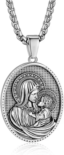Miniatura 7 de Collar de patrón de santo, San Miguel/Virgen María/Rafael/Judá/Cristóbal/Benedicto/José/Patricio/Francisco/Florián/Tomás/Antonio, acero inoxidable