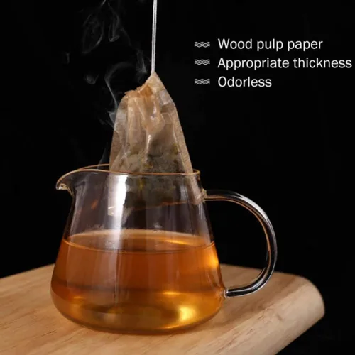 Miniatura 7 de 100 bolsas de té desechables marrones para té de hojas sueltas, bolsas de filtro de té sin blanquear con cordón y compostables, coladores y filtros