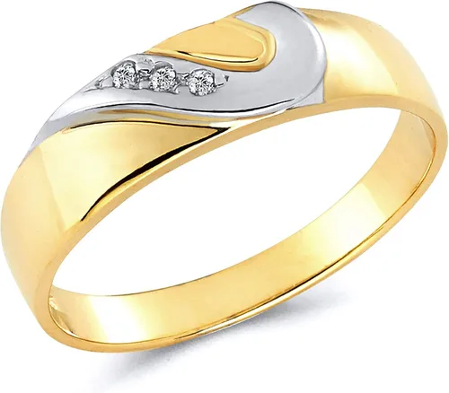 Miniatura 5 de Juego de 2 anillos de compromiso y alianza de boda en dos tonos de oro de 14 quilates