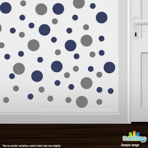 Miniatura 3 de Adhesivos de pared de vinilo azul marino/gris, círculos de 2 y 4 pulgadas (30 calcomanías)