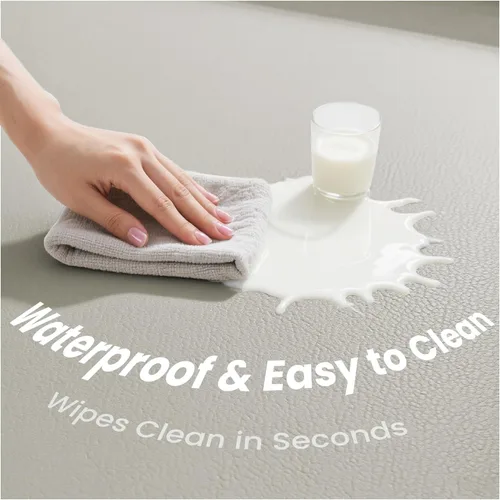 Miniatura 3 de Huloo Sleep Tapete de juego para bebé de 50 x 50 pulgadas, acolchado impermeable de 1.3 pulgadas de grosor, tapete para corral de juegos con cuero