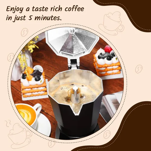 Miniatura 2 de Olla de Café Lemosae 6 Tazas Eléctrica Cafetera de Espresso Italiana Moka 300ml Portátil de Aluminio con Base Desmontable, Regalo para Hogar y Viaje