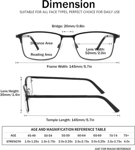 Miniatura 3 de HOTJOJO - Pack de 3 gafas de lectura bifocales para hombres, con bloqueo de luz azul para computadora, anti rayos UV/fatiga ocular/reflejos, gafas