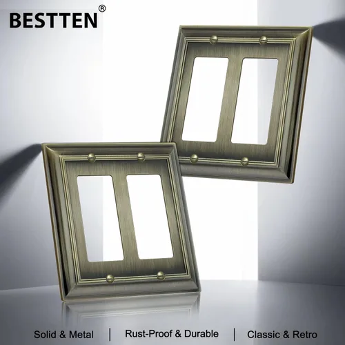 Miniatura 4 de BESTTEN - Placa de pared decorativa de metal de aleación de zinc de latón envejecido de 2 bandas, decoración de la colección Grand, cubierta