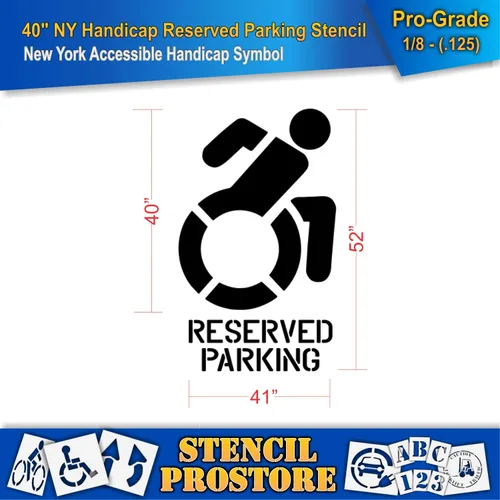 Miniatura 2 de Plantillas de pavimento – 40 pulgadas – Plantilla de símbolo de icono accesible con estacionamiento reservado – 52 pulgadas x 31 pulgadas x 1/8
