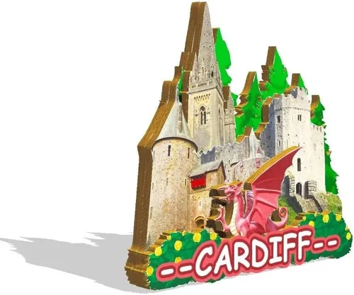 Miniatura 2 de Imán de Cardiff del Reino Unido para nevera, monumentos de madera 3D, recuerdos coleccionables, decoración hecha a mano -260