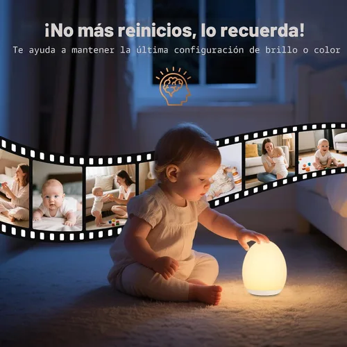Miniatura 8 de MediAcous Luz nocturna para niños, Luz de Huevo para Bebé para guardería, 7 colores cambiantes y atenuación continua, lámpara nocturna táctil