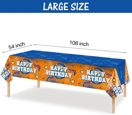 Miniatura 2 de Tatuo Mantel rectangular de plástico con temática de batalla de dardos, 3 piezas, con temática de juego de pistola, suministros para fiesta