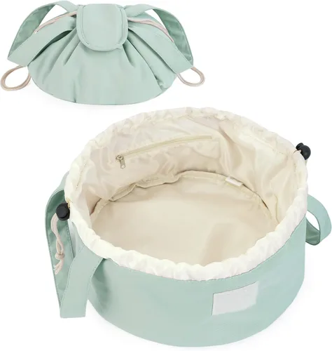 Miniatura 13 de Bolsa de maquillaje con cordón en forma de barril grande, bolsa de cosméticos, organizador de artículos de tocador para mujeres, A-Negro