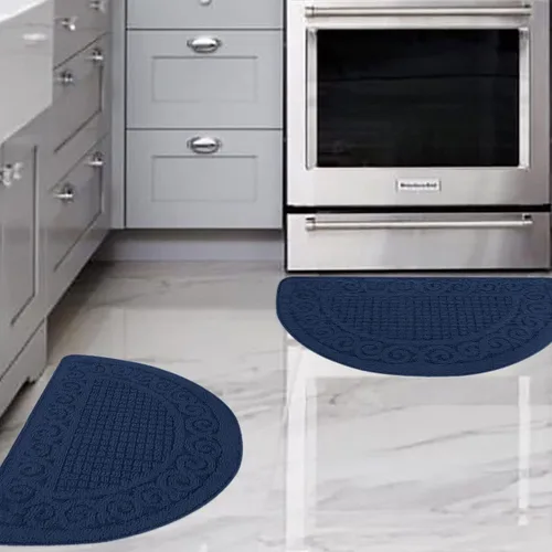 Miniatura 9 de Alfombras Rojas de Cocina para Piso de 2 Piezas 18"X30", Antideslizantes Lavables, Alfombra de Cocina Absorbente de Pie, Alfombra de Medio Círculo