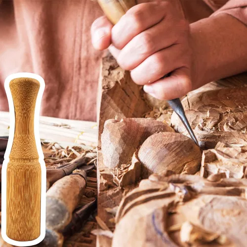 Miniatura 3 de Mazo de madera para tallar madera, mazo de madera de 10 onzas, mango ergonómico y cómodo que reduce la fatiga de la mano, la cabeza de madera