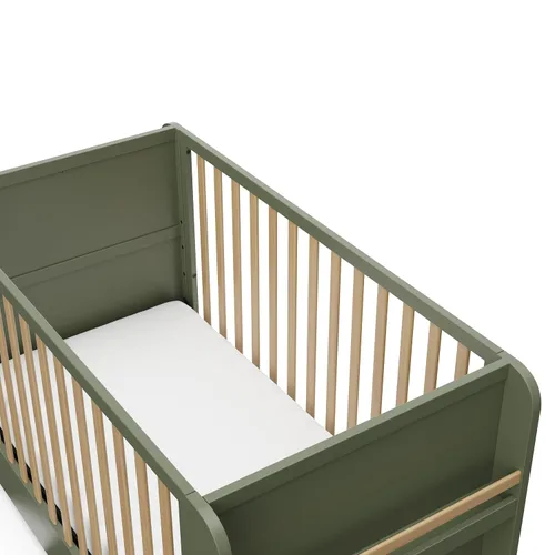Miniatura 15 de Graco Read-with-Me Cuna convertible 4 en 1 con cajón (Oliva con madera flotante) - Certificado GREENGUARD Gold Se convierte en cama infantil, cama