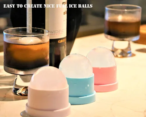 Miniatura 5 de Molde para hacer bolas de hielo DAPOWER - Juego de 4, molde redondo para cubitos de hielo, cubitos de hielo esféricos de 2.4 pulgadas para whisky