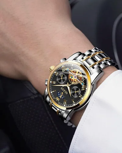 Miniatura 4 de OLEVS Relojes automáticos para hombre, diseño de esqueleto Tourbillon, cuerda automática, reloj de pulsera de lujo, fase lunar, fecha, impermeable