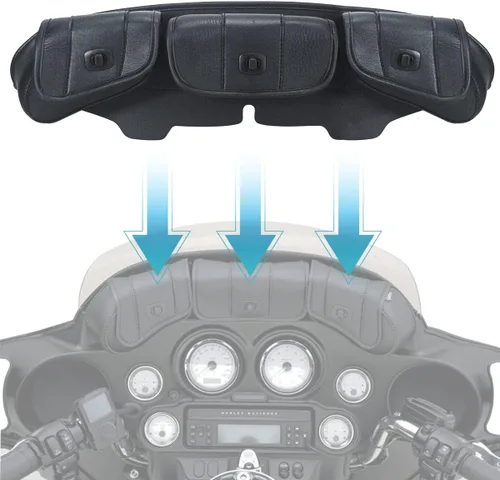 Miniatura 5 de FOVPLUE Bolsa para Parabrisas, Bolsa de Carenado Batwing de Tres Bolsillos para Harley Electra Glide Street Glide Trike FLHTCU/I FLHTCUTG FLHXXX