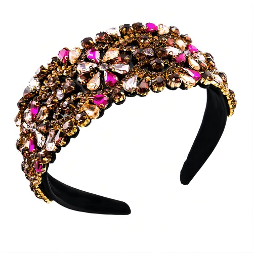 Miniatura 11 de Diadema de moda para mujer, diadema decorativa de diamantes de imitación anchos para mujer, accesorios para el cabello para mujeres y niñas