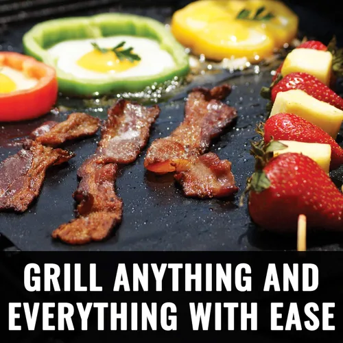 Miniatura 5 de Grillaholics Alfombrilla para barbacoa pesada – 600 grados de temperatura máxima para asar – Juego de 2 alfombrillas antiadherentes – Garantía