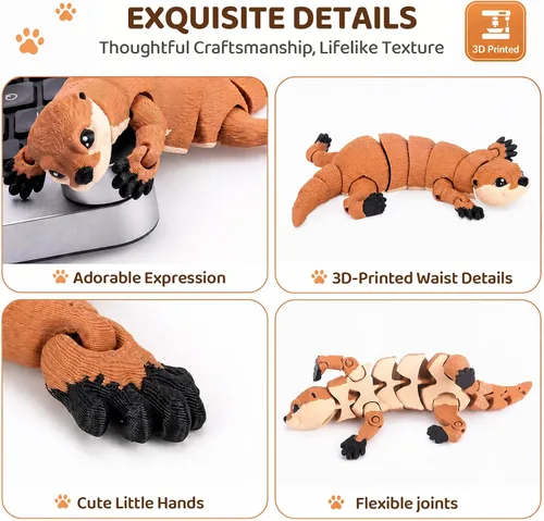 Miniatura 34 de Yipintang Criaturas Impresas en 3D Animales Flexibles - Juego de Animales Fidget de 7 Pulgadas para Decoración de Estantes (Pareja de León Adulto)