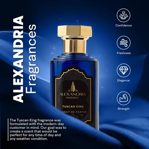 Miniatura 3 de Alexandria Fragrances Perfume Tuscan King – Eau de Parfum de larga duración para hombres y mujeres – Colonia para hombre con frambuesa, cuero, piña