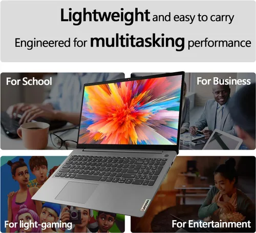 Miniatura 8 de Lenovo IdeaPad 1 Laptop para estudiantes, pantalla FHD de 15.6 pulgadas, procesador Intel de doble núcleo, 12 GB de RAM, SSD de 512 GB + 128 GB Gris