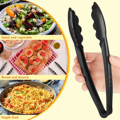 Miniatura 4 de Tessco for you 50 pinzas de plástico para servir a granel, pinzas desechables de plástico de 9 pulgadas, pinzas de ensalada resistentes para cocina