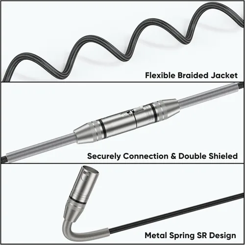 Miniatura 2 de CableCreation Cable XLR de 10 pies, cable de micrófono macho a hembra, cable de micrófono XLR trenzado de nailon equilibrado resistente, compatible