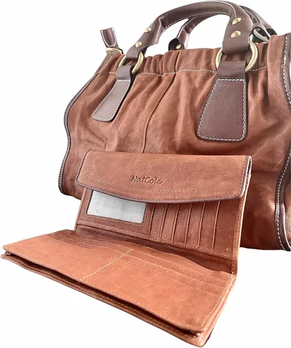 Miniatura 7 de NatCole Bolso de piel de becerro con una cartera a juego, Marrón