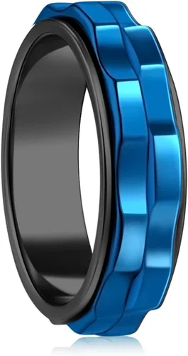 Anillos para la ansiedad para mujeres, anillo giratorio de acero inoxidable, dos engranajes, anillo de ansiedad de alto pulido para mujeres y