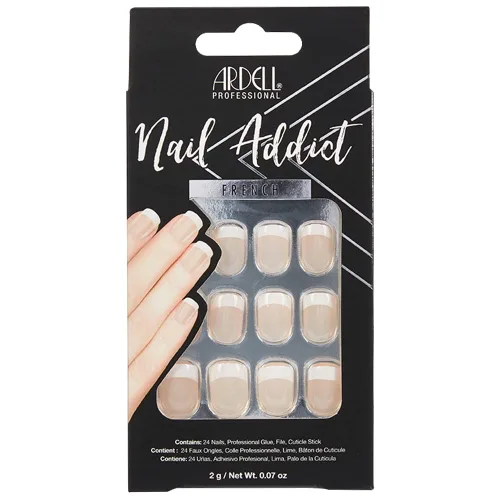 Ardell Nail Addict - Juego de uñas artificiales, francés clásico