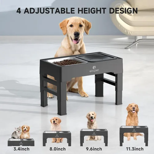 Miniatura 2 de Cuencos elevados para perros ELS PET, cuencos ajustables elevados para perros con cuenco de agua para perros sin derrames y comedero de acero
