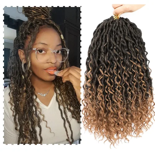 SamBraid Goddess Locs - Cabello con ganchillo de 14 pulgadas, 8 paquetes de nuevo pelo de ganchillo falso de diosa para mujeres afroamericanas, pelo