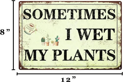 Miniatura 2 de Decoración divertida de jardín a veces riego mis plantas, letrero de jardín de metal para exterior, regalos para mujeres amantes de las plantas