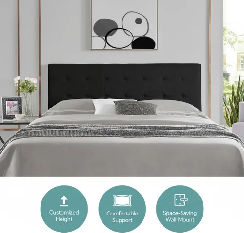 Miniatura 3 de Naomi Home Jessenia - Cabecero tapizado cuadrado para tamaño matrimonial y Queen, panel acolchado de tela, 12 alturas ajustables, montaje doble