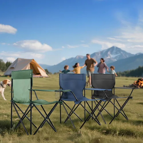 Miniatura 2 de Paquete de 2 sillas plegables de camping con soporte para tazas, sillas plegables portátiles de césped de 300 libras para adultos, sillas de playa