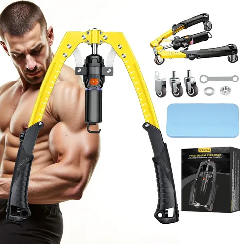Miniatura 11 de Twister Arm Trainer, 3 in 1 Hydraulic Power Chest Workout Equipment with Ab Roller Wheels and Hooks, Adjustable 22-440lbs Arm Trainer for Men Women