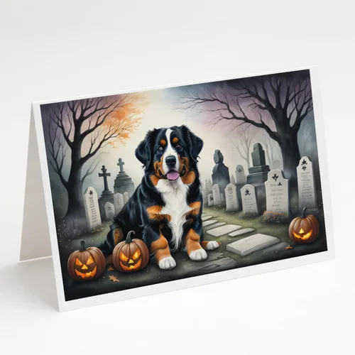 Miniatura 11 de Caroline's Treasures DAC2018GCA7P - Tarjetas de felicitación y sobres de Halloween espeluznantes de Border Collie, paquete de 8 tarjetas en blanco
