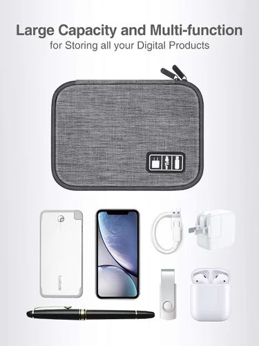 Miniatura 6 de Luxtude Bolsa organizadora de cables, bolsa organizadora de cables de viaje, organizador electrónico de viaje para cargadores y cables, bolsa