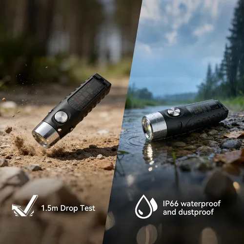 Miniatura 8 de S12PLUS-2 EDC Llavero linterna recargable, 610 lúmenes mini linterna con imán y clip, linterna de bolsillo USB C y luz lateral 6 modos