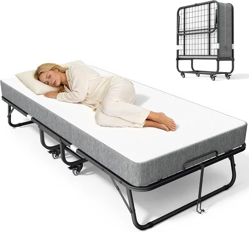 Miniatura 9 de INTERGREAT Cama plegable con colchón, cama plegable portátil de 75.2 x 31.5 pulgadas para adultos, cama plegable con colchón de 5 pulgadas