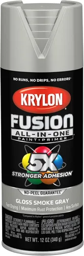 Krylon Fusion - Pintura en aerosol adhesiva todo en uno para uso en interiores y exteriores, 12 onzas, gris ahumado Gris humo
