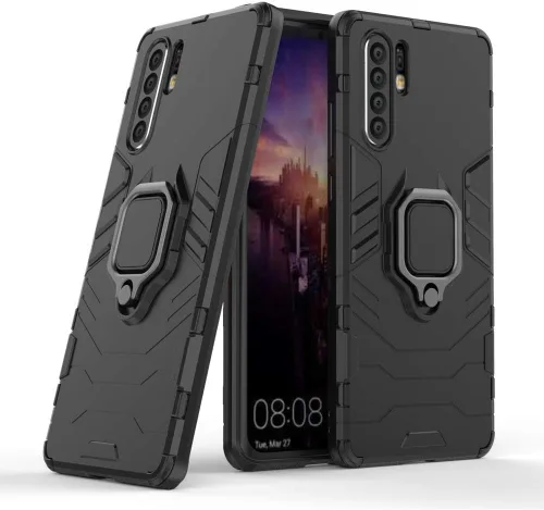 Miniatura 4 de Funda de teléfono para Huawei P30 Pro con protector de pantalla de vidrio templado y soporte magnético para anillo soporte soporte delgado