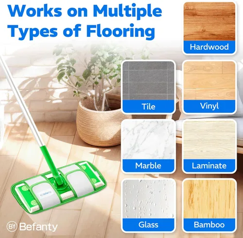 Miniatura 6 de Paquete de 2 almohadillas de microfibra reutilizables, compatibles con Swiffer Sweeper, paños lavables a máquina, repuestos para limpieza de todos