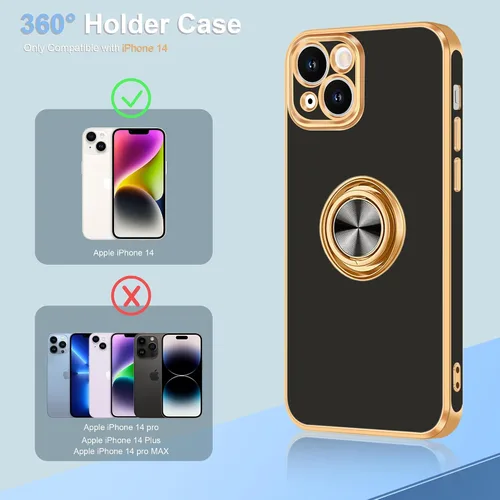 Miniatura 6 de Fingic Funda para iPhone 14 [con soporte de anillo de 360°] [Soporte magnético para automóvil] Funda de teléfono con soporte para teléfono