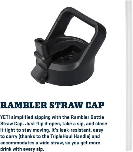 Miniatura 6 de YETI Rambler - Botella de acero inoxidable aislada al vacío con tapa y popote, 26 onzas, color negro
