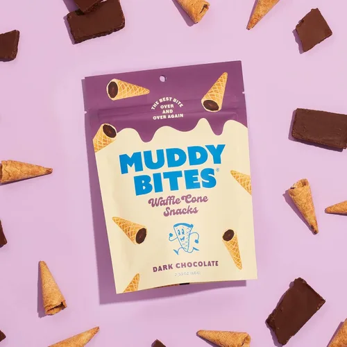 Miniatura 7 de Muddy Bites - Chocolate Oscuro - Bocados de Cono de Waffle Rellenos Tamaño Bocado para Aperitivo o Postre Hechos con Azúcar de Caña, Kosher