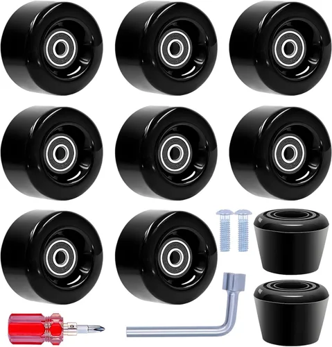 Tanzfrosch Paquete de 8 ruedas para patines con rodamientos instalados y 2 topes de dedos para patinaje de doble fila, patines cuádruples y patineta