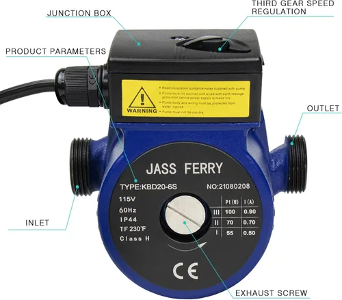 Miniatura 2 de JASSFERRY Bomba de recirculación de agua caliente 115 V 3/4 pulgadas NPT Sistema de recirculación Bombas de repuesto para calentador de agua solar
