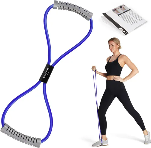 Miniatura 12 de Banda de resistencia Figura 8 Cordón de ejercicio, bandas de resistencia de fitness con asas, banda de tubo de ejercicio para estiramiento de brazos