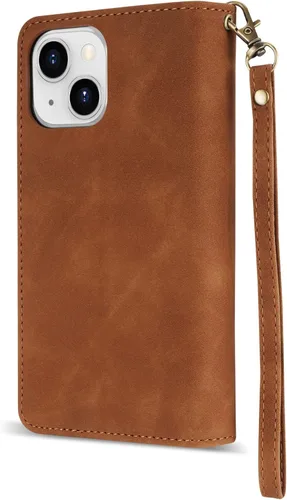 Miniatura 4 de ZZXX Funda tipo cartera para iPhone 14 Plus con [Bloqueo RFID] Ranura para tarjetas Cuero PU suave premium con cremallera tipo folio plegable